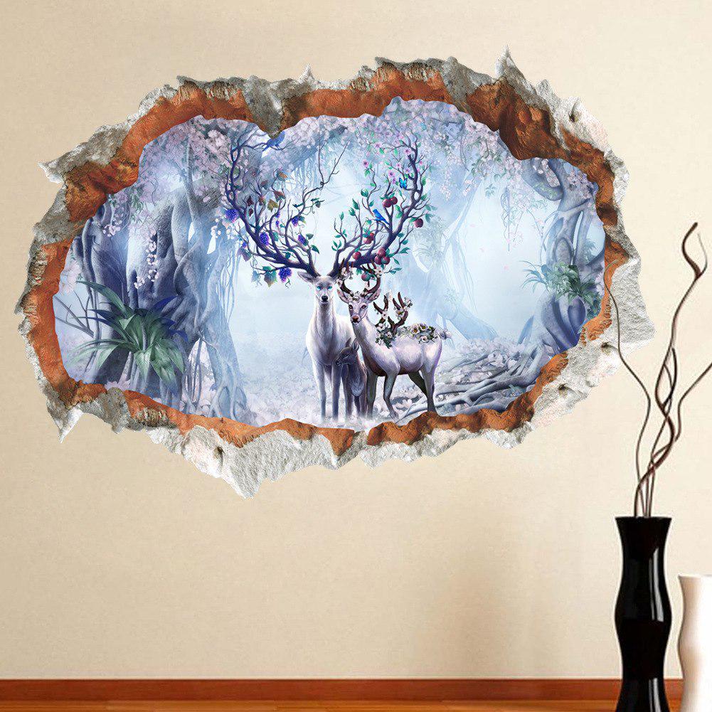 Forest Deer 3d Wall Stickers Autumn Winter Scenery Poster Animals Wall Stickers For Kids Rooms Bedro