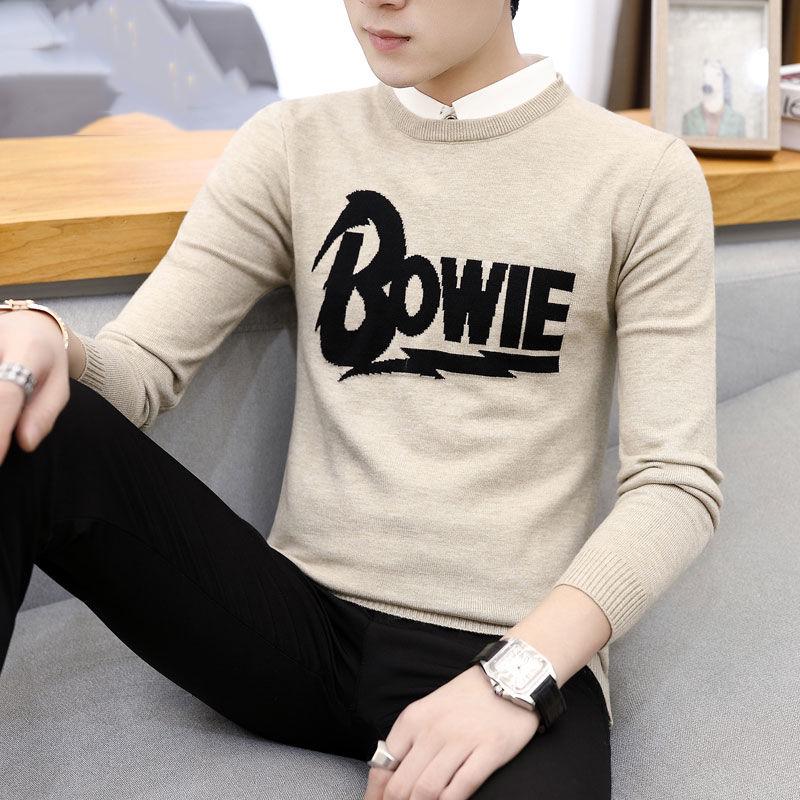 Letter Sweater Men Long Sleeve Pullovers Outwear Man Sweaters Tops Slim Fit Knitting Clothing