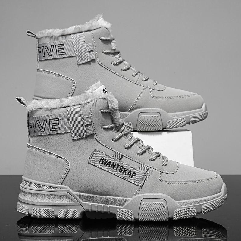 Men's Velvet Padded Snow Boots Casual Mid-high Warm Martin Boots Cotton Ankle Boots