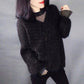Black Lace Women Stitching Pullover Top Chiffon Autumn Casual Solid Loose Long Sleeve Crew Neck