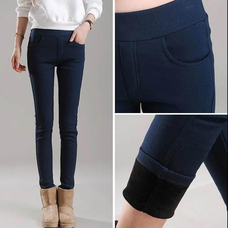Women's Leggings In Winter Plus Velvet Thickening High Waist Thin Stretchy Warm White Feet Pants Pencil Long Pants