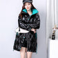 Women's Winter Korean Loose Quilted Coat Warm Stand-collar Down Jacket Women's Glossy Mid-length Down Jacket