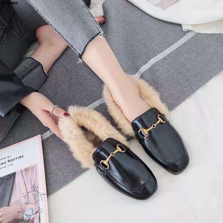 Winter Plus Velvet Thick Korean Small Leather Shoes Plush Warm Non-slip Anti-slip and Horizontal-soled Cotton Shoes