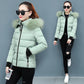 Short Down Jacket Winter Women's Thick Slim-fit Jacket with Big Fur Collar Plus Size Jacket