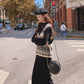 Women's Woolen Skirt Suit Autumn and Winter Retro Rhombus Print Knitted Vest and Turtleneck Sweater Skirt Two-piece set Ladies Outfits