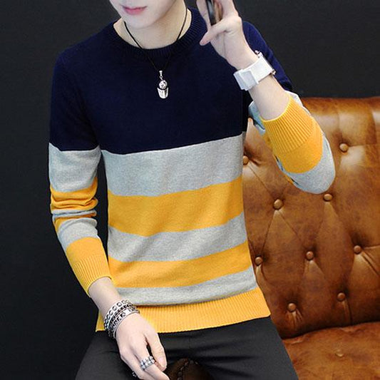 Sweater Men Pullovers Clothing Casual Autumn Winter Fashion O-neck Collars Casual Stripe Sweater