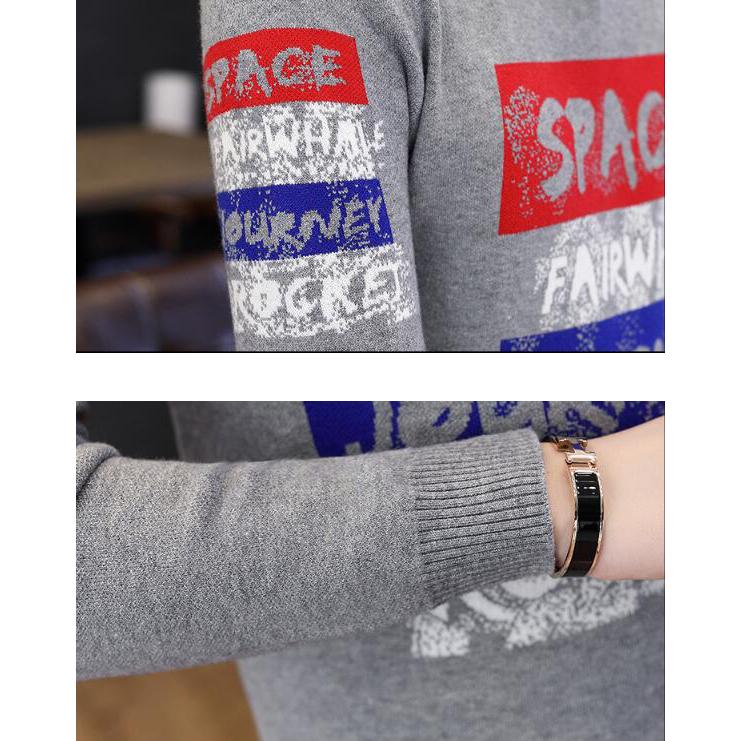 Sweater Men's Autumn and Winter Men's Round Neck Sweater 2019 Printed Clothing Bottoming Sweater
