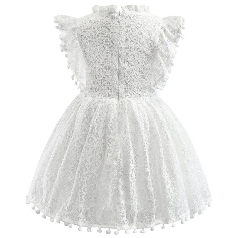 Princess Dress Children's Summer Cotton Dress Girls Korean Style Lace Flying Sleeves Hollow Child
