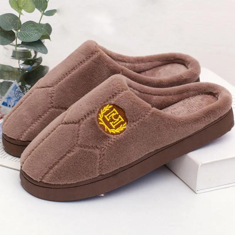 Couple Slippers Striped Cloth Bottom Warm Slippers Non Slipping Shoes