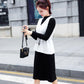 Autumn and Winter All-match Solid Color Two-piece Suit V-neck Vest Knitted Dress Women's Waist Strap Waistcoat