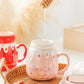 High-value Ceramic Mug with Lid Spoon Water Cup Female Home Cute Cup Large Capacity Breakfast Cup Gift Student