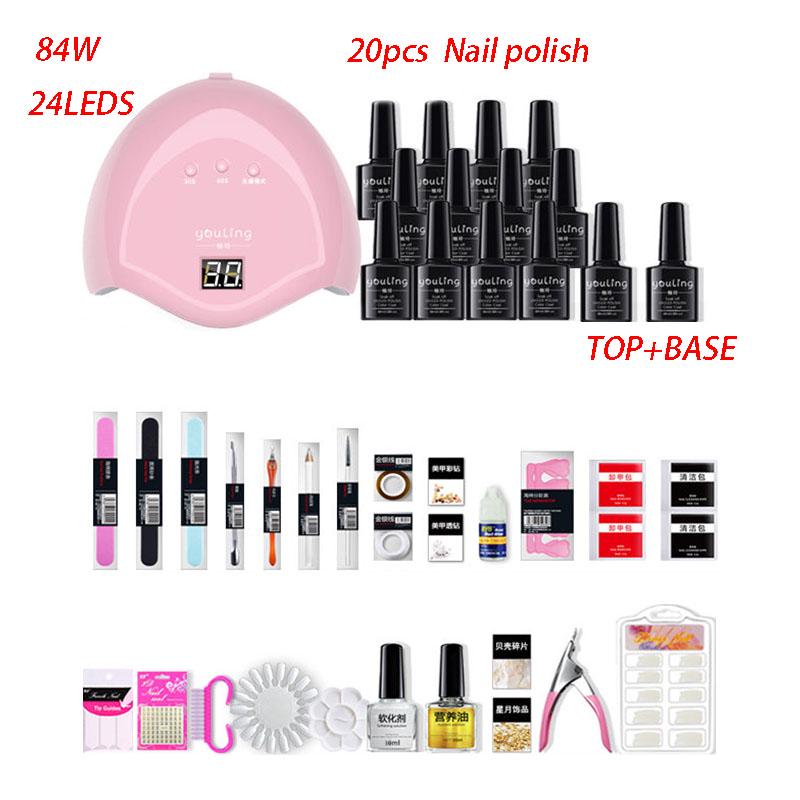 Nail Set UV LED Lamp Dryer With 30pcs Nail Gel Polish Kit Soak Off Manicure Tools Set Nail Art Tools