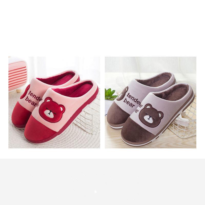 Household Couple Slippers Warm Thick Plush Slippers Winter Unisex Indoor Cotton Slippers