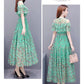 Mesh Chiffon Floral Dress Female Summer Off-shoulder Beach Skirt Over The Knee Long A-line Skirt Big Skirt Hemline Waist Slim Cute Dress Female