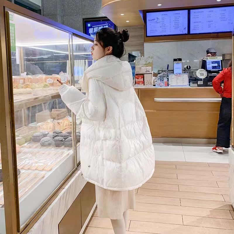 Mid-length Down Jacket Women's Winter Women's Hooded Stand-up Collar Loose Thick Bread Coat Jacket Winter Warmth Thick Cotton Jacket