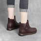 Plus Velvet Padded Cotton Shoes Short Boots Retro Anti-slip Tendon Bottom Real Soft Leather Boots Women