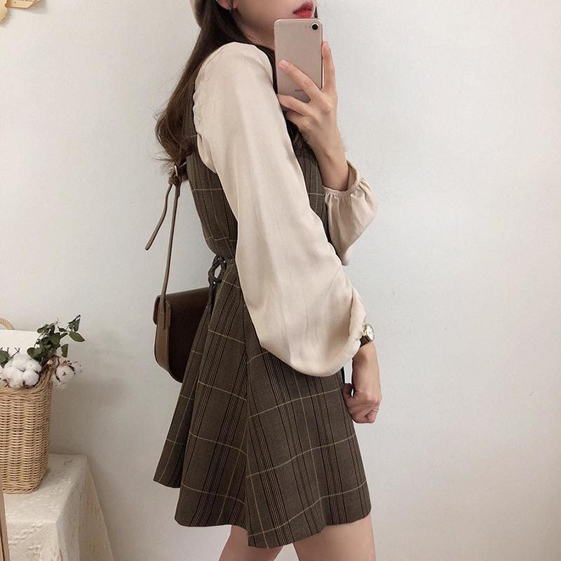 Set of 2 Y2K Fashion Dark College Clothing Knitted Vintage Women's Sweater Dresses, Women's Shirts Sleeveless Vintage Casual Tops
