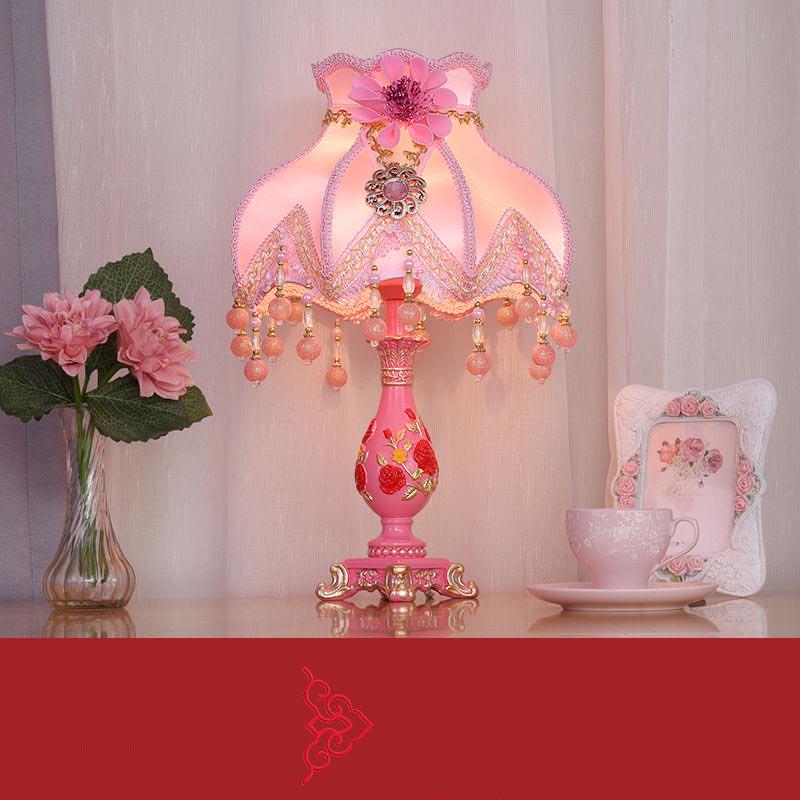 Table Lamp Light Fabric Retro European Palace Style Bedroom Table Lamp Light Bedside Living Bed Room