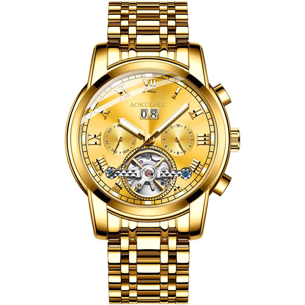 Skeleton Tourbillon Mechanical Watch Men Automatic Classic Leather Mechanical Wrist Watches
