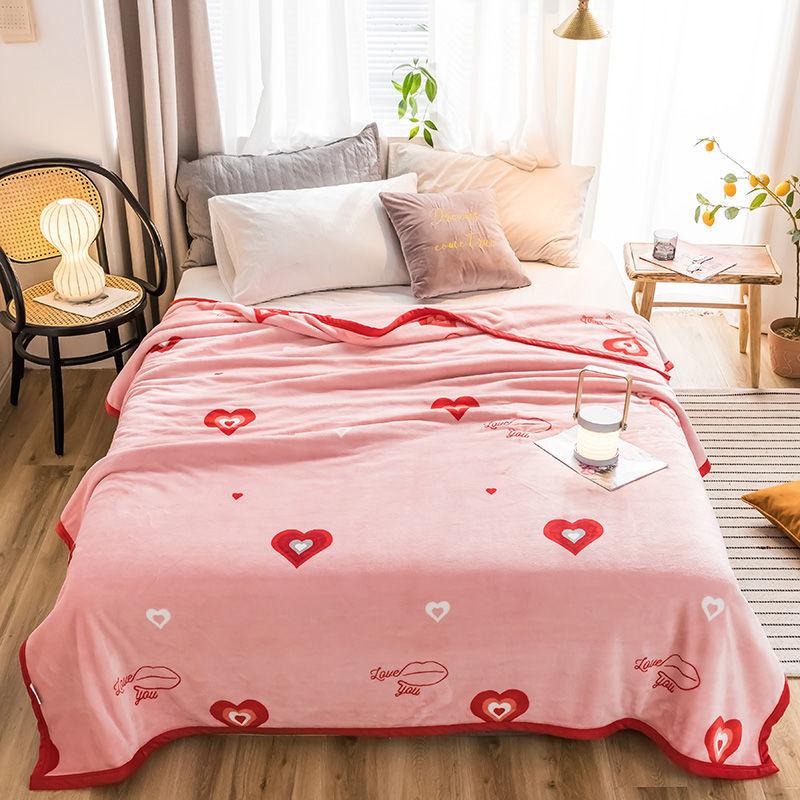 Blanket Fleece Coral Fleece Blanket Winter Flannel Blanket Bed Sheet Plush Blanket Double-sided Plus Fleece Summer Nap Blanket Soft and Breathable