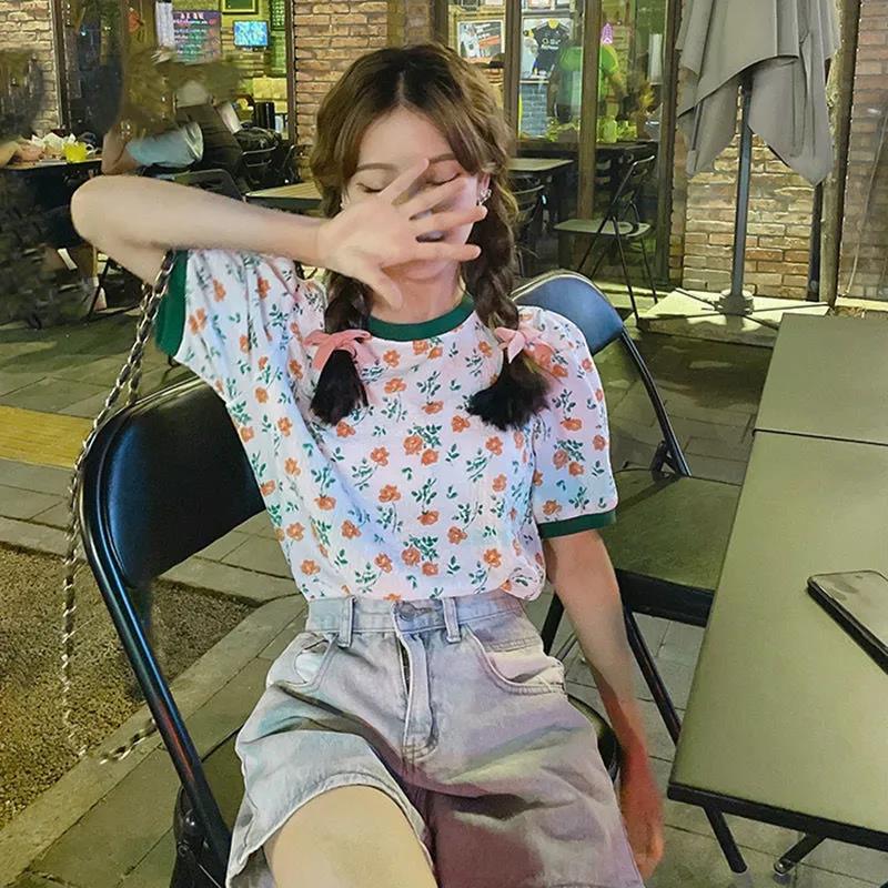 Women's Summer Versatile Printed Short Sleeve Loose Top T-Shirt