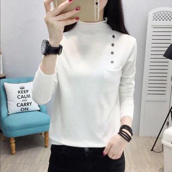 Autumn and Winter Half Turtleneck Neck Long-sleeved Sweater Loose All-match Solid Color Bottoming Shirt