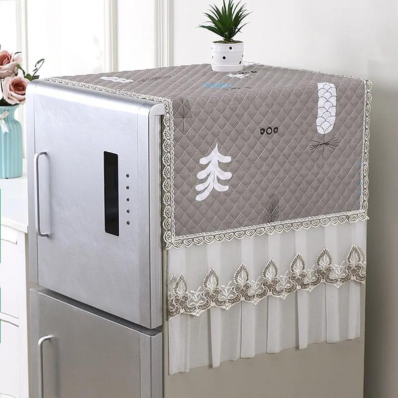 Refrigerator Cover Towel Single and Double Door Refrigerator Cover Cloth Universal Dust Cover Lace Wear-resistant Washable