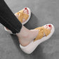 Wedge Heel Slippers Women's Platform Sandals Cross Bow Summer All-match PU Shoes High Heel Flip Flops Vintage Temperament Slippers Casual Beach Wear