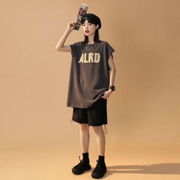 Sports Vest Female Summer Wear All-match Thin American Basketball T-shirt Japanese Broadband Cut-sleeve Top Casual Fitness Jogging Sleeveless T-shirt