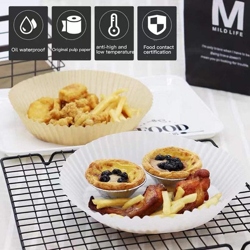 Air Fryer Disposable Paper Liner ,50PCS Non-Stick Air Fryer Paper Liners,Baking Paper Food Grade Parchment Oil-Proof Water-Proof Steamer Oil Paper