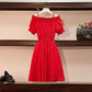 Fashion Off-shoulder Dress Summer Women Elegant Knee-length Spaghetti Strap Dress for Party Evening