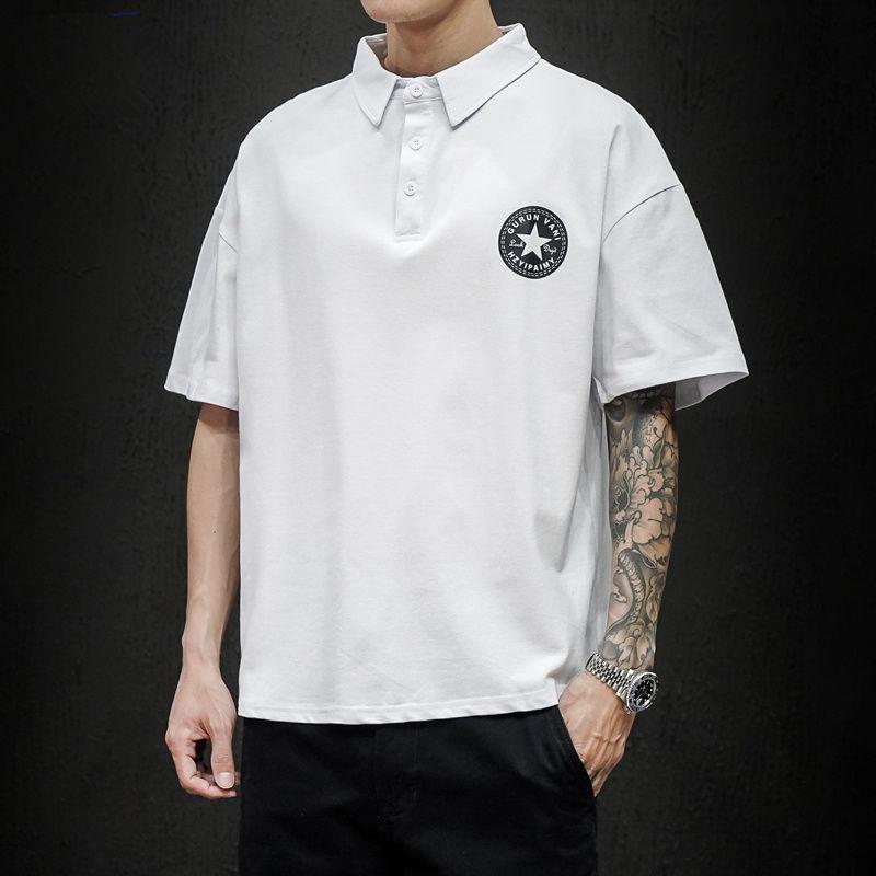 Short-sleeved T-shirt Men's Five-point Summer Sportswear All-match Lapel POLO Shirt Leads Loose Young People