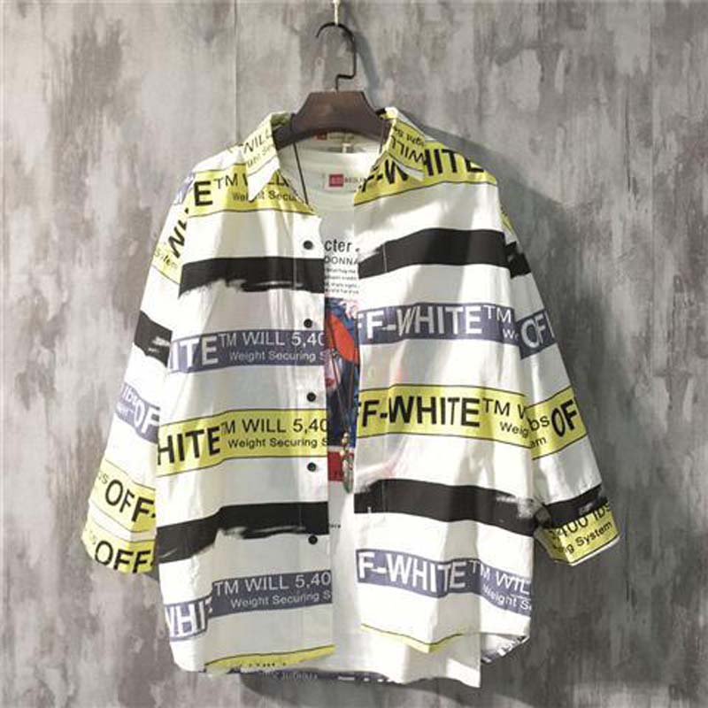 Summer Japanese Small Fresh Striped Shirt Men's Five-point Sleeves