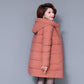 Winter Down Jacket Fashion Solid Color Hooded Parka Coat Thick and Warm Mid-length Down Cotton Jacket for Women