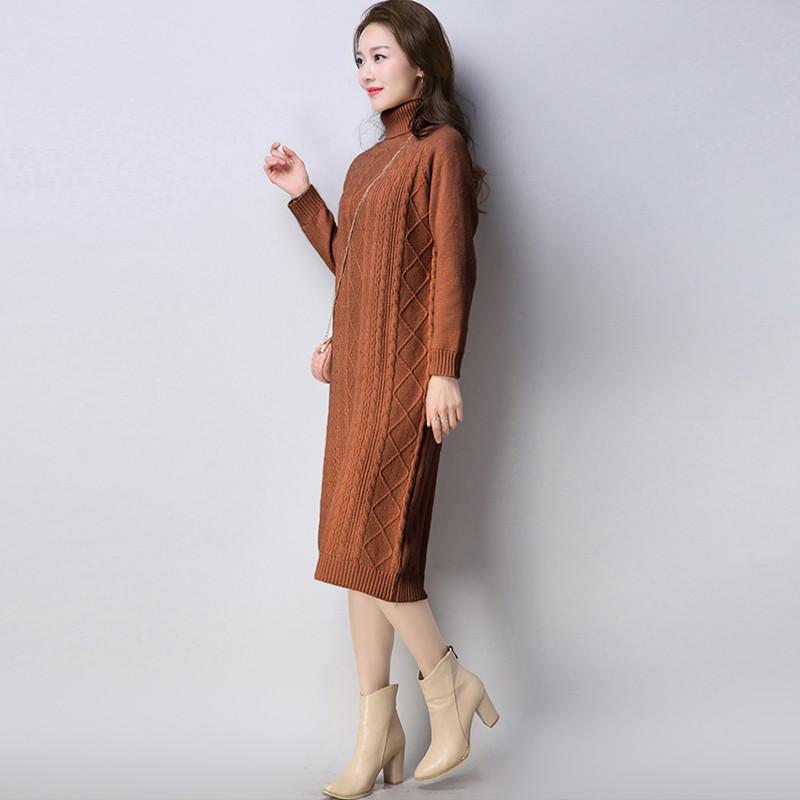 Sweater Women Pullover Turtleneck Sweater Dresses for Women Warm Casual Turtleneck Knitted Dresses