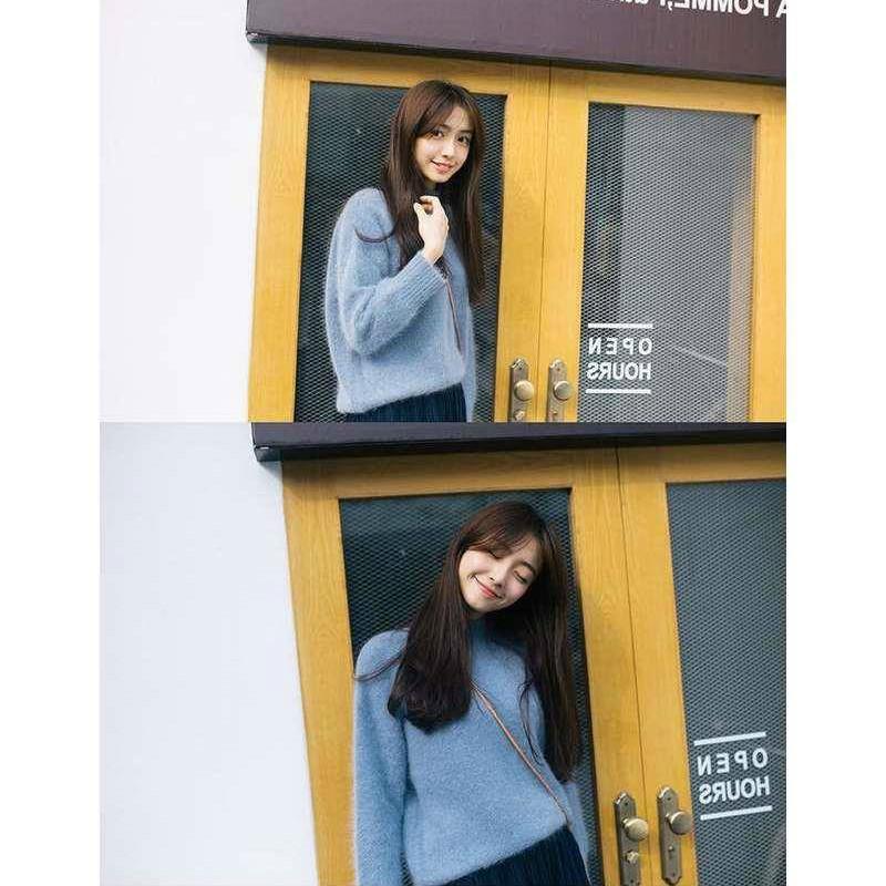 Women's Imitation Mink Wool Sweater Loose Thickened Pullover Half Turtleneck Sweater