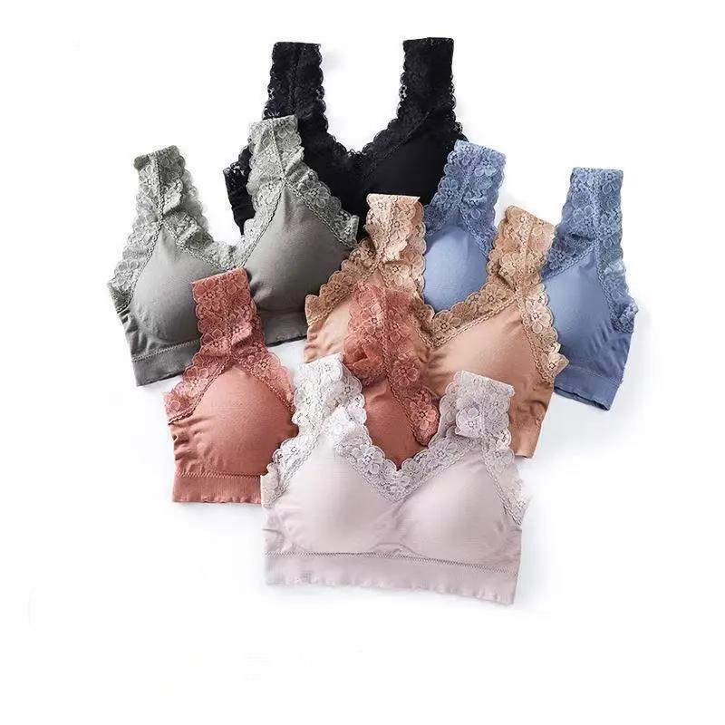Korean Version Comfortable Breathable Skin-friendly No Steel Ring Gathered Sexy Lace Beautiful Back Elastic Close-fitting Women's Underwear Bra