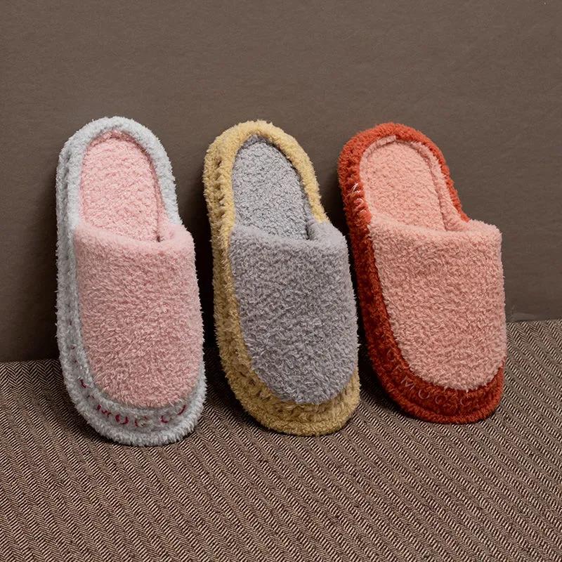 Fall and Winter Men's and Women's Indoor Cotton Slippers Casual Warm and Dirt-resistant Flat Shoes
