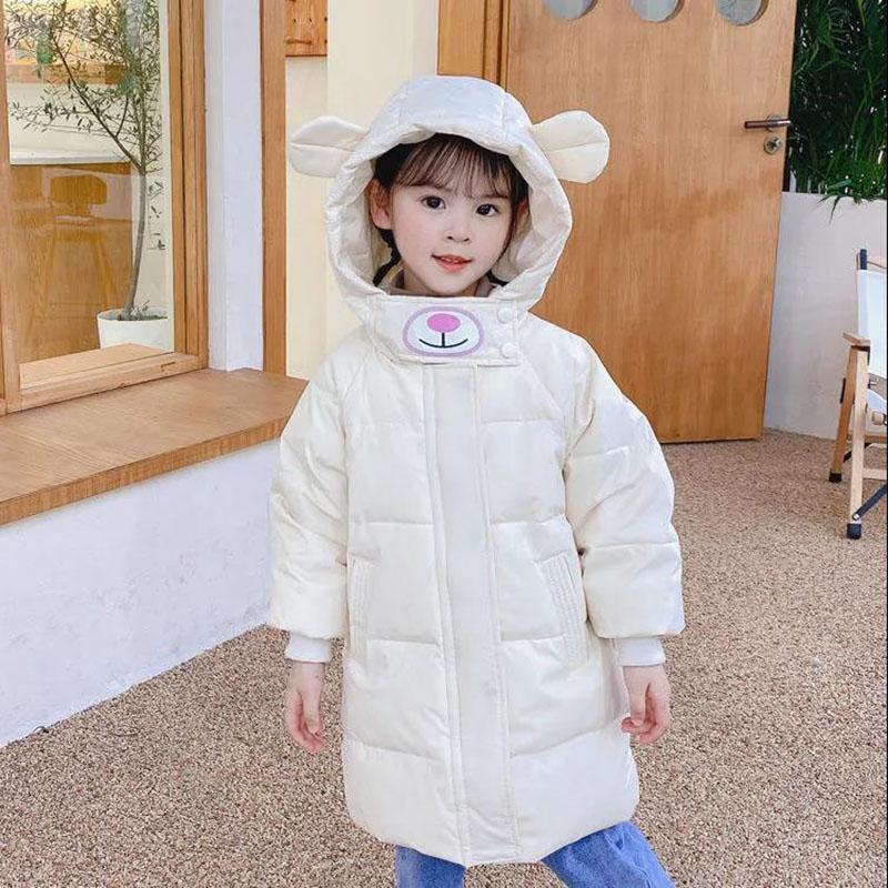 White Duck Down Girls Down Jacket Thickened Mid-length Windproof Warm Jacket
