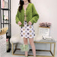 Autumn and Winter Cropped Woolen Coat Casual High Waist Loose Top Retro Cardigan Women Sweater