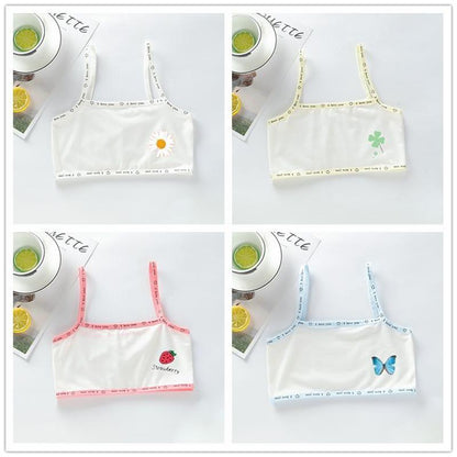 4pc/lot Girls Teenage Underwear Children Cotton Training Bra Kids Teens Puberty Crop Top7-15 Years