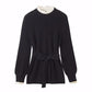 Autumn and Winter Korean Mid-length Red Knitted Sweater Women's Waist Lace Fake Two-piece Blouse