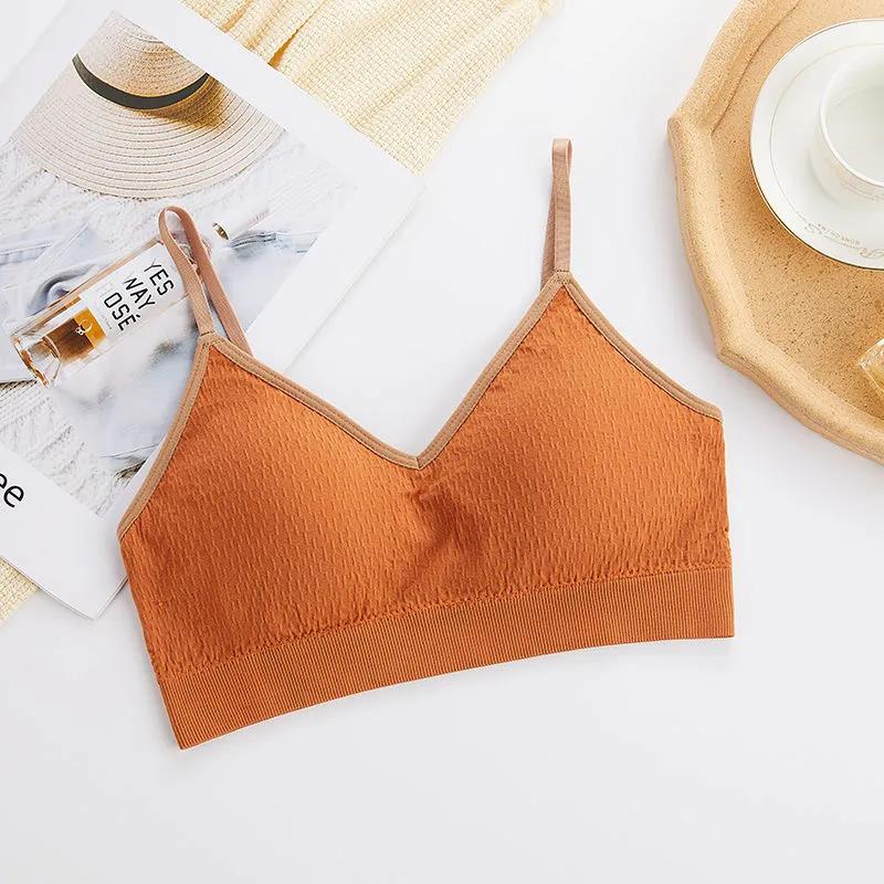 Korean Version Simple Solid Color Breathable Girl Short Beautiful Back Backing Suspender Wrap Bra Vest Bra