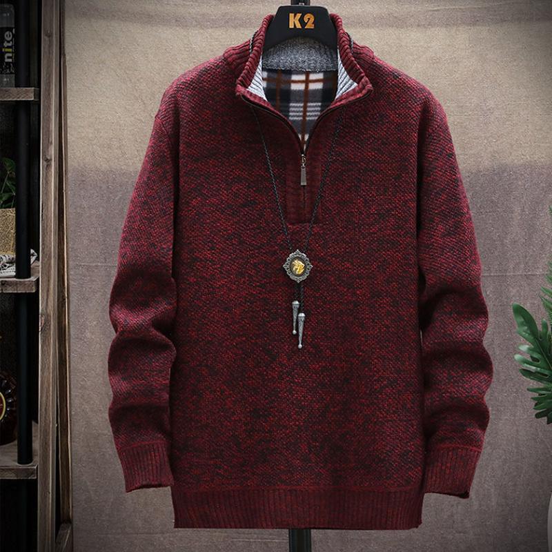 Men's Long-sleeved Turtleneck Sweater Solid Color Fashion Plus Velvet To Keep Warm Sweatshirts Autumn and Winter