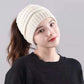 Women's Autumn and Winter Hats All Match Ponytail Hats Cute Warm Caps Empty Top Woolen Knitted Hat Outdoor Sports Baseball Hats No Top Knitting Hat