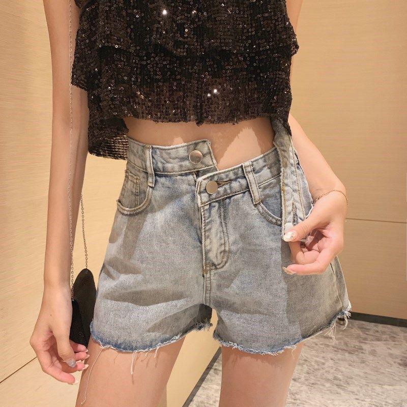 WTEMPO Irregular High Waist Denim Shorts Women Loose Thin Summer Fashion Star with The Same Wide-leg Pants