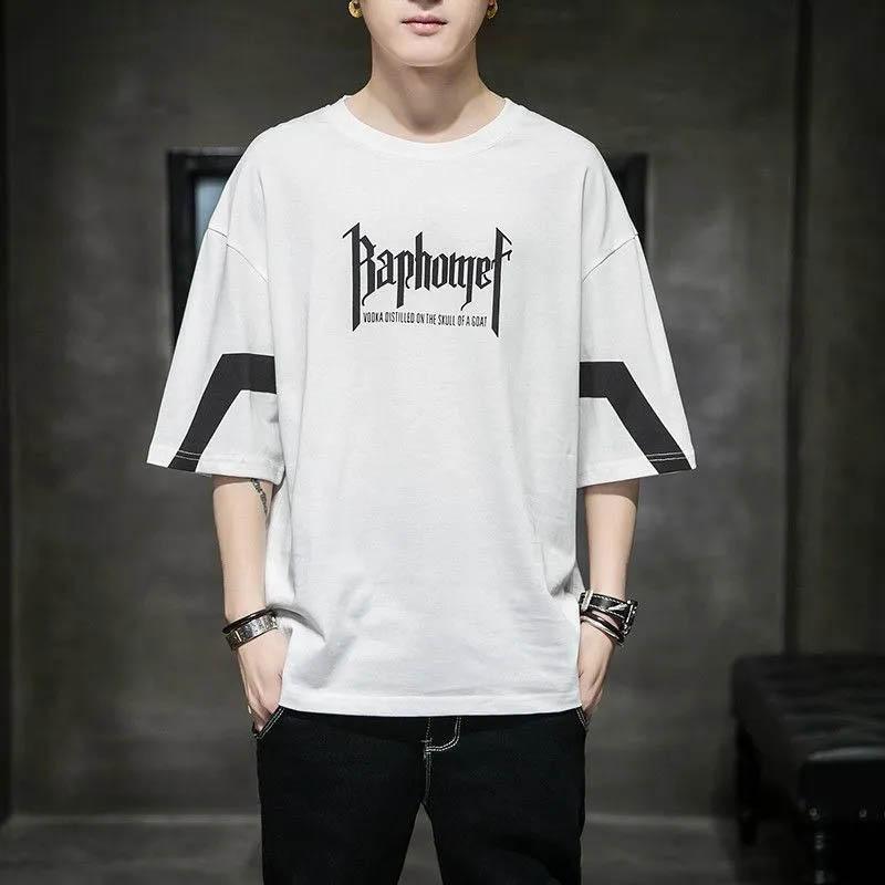 Large Size Fat Short-sleeved T-shirt Men's Loose Half-sleeved Men's Five-point Sleeve Men's Casual All-match Top