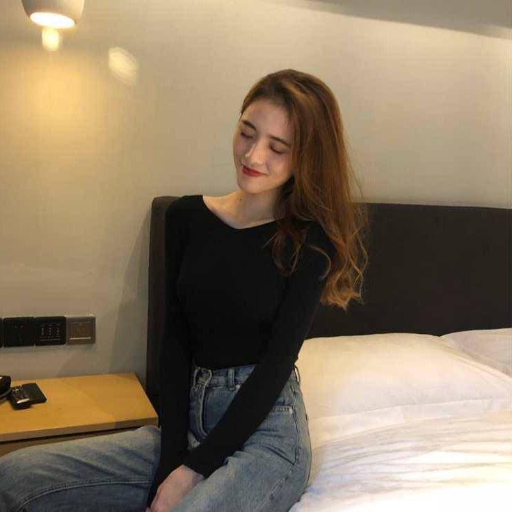 Pofulove Autumn Winter V-neck Knitted Long-sleeved Slim Warm Shirt Retro Pullover Sweater Women