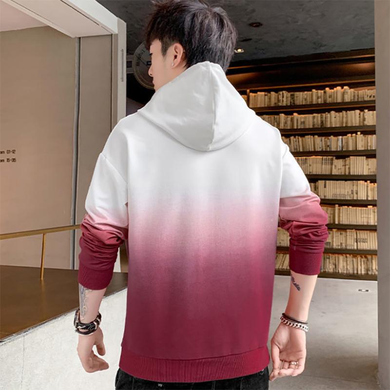 Autumn Gradient Color Men's Hooded Sweater Loose Wild Tide Brand Couple Bottoming Hoodies For Men Shirt Men's Clothing