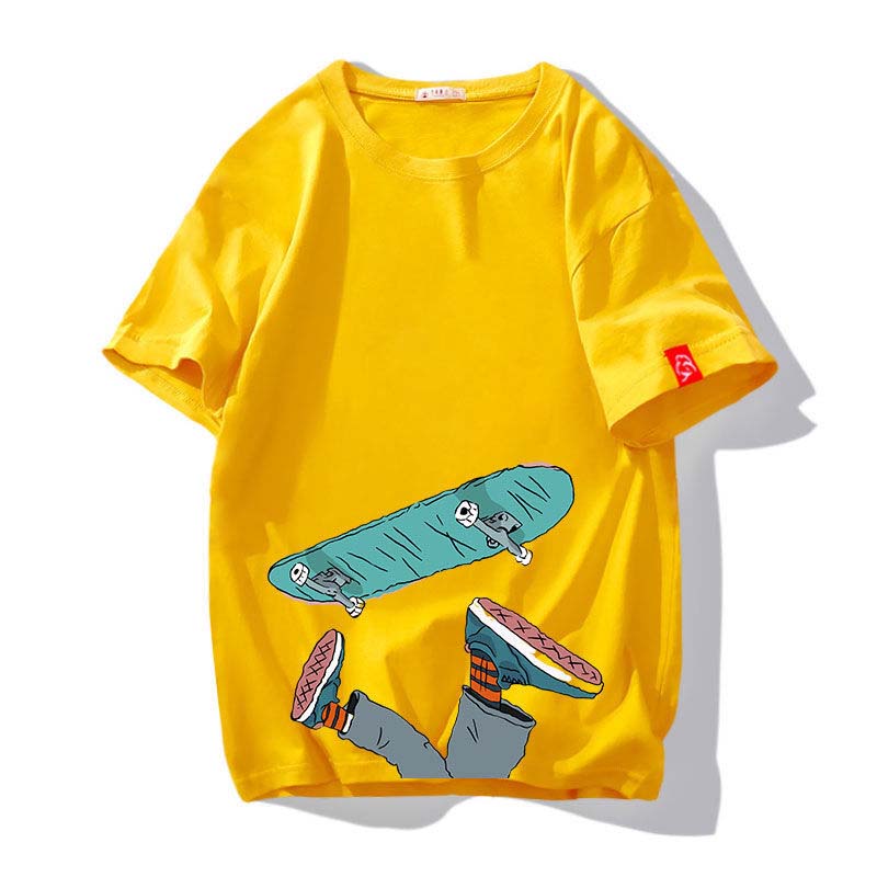 100% Cotton T-shirt Men's Short-sleeved Summer Clothes Trend Youth T-shirt